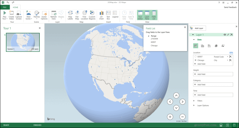 Peta 3D di Excel