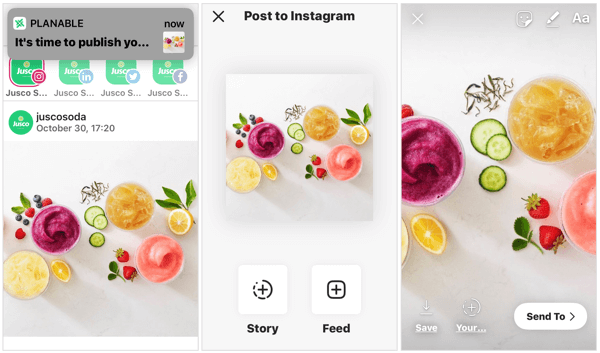 Jadwalkan cerita Instagram melalui Planable