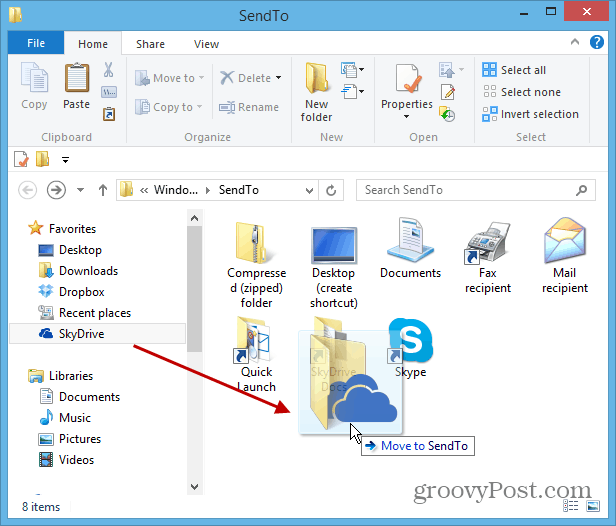Tambahkan SkyDrive ke Windows Klik-kanan Menu Kirim Ke