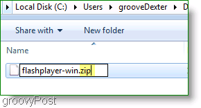 Tangkapan layar: Flashplayer ZIP file windows 7