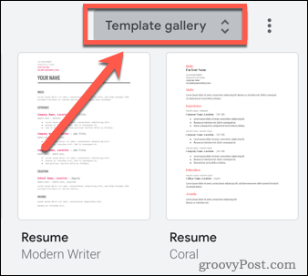 Galeri template Google Documents