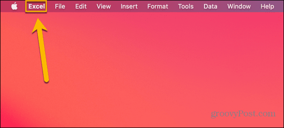 menu mac excel