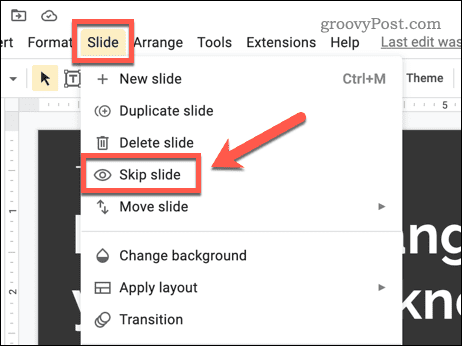 Lewati slide di Google Slide