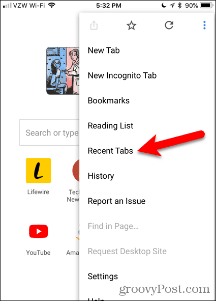 Ketuk Tab Terbaru di Chrome untuk iOS