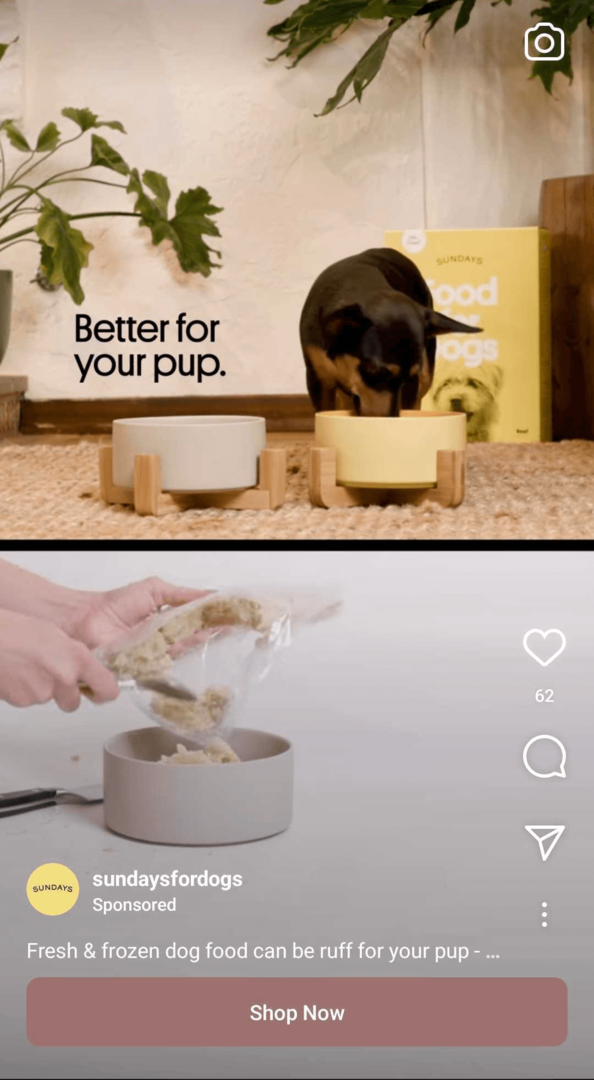 gambar iklan Reels Instagram yang menunjukkan perbandingan dengan pesaing