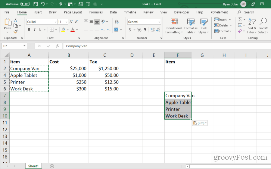 menempelkan sel yang terlihat di excel