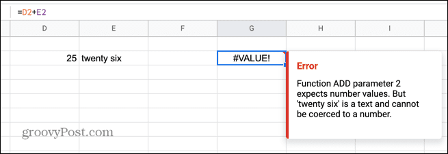 kesalahan nilai google sheets