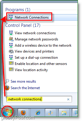 buka dialog koneksi jaringan Anda di windows 7
