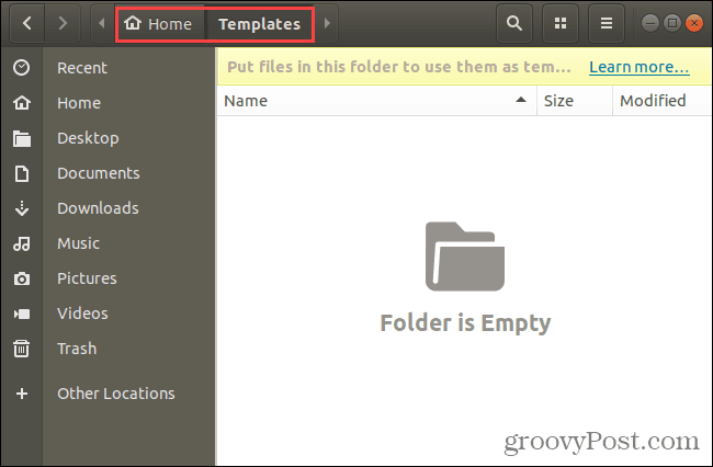 Folder templat di Nautilus di Ubuntu