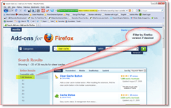 Saring hasil pencarian add-on Firefox