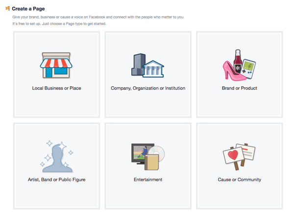 Pilih jenis untuk Halaman Facebook Anda dengan hati-hati.