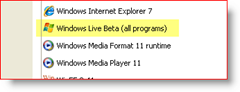 Panel Kontrol, Windows XP, Aplikasi Terinstal, Windows Live Beta (semua program)