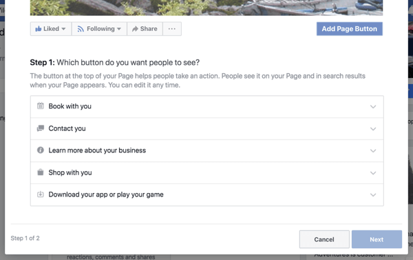 Langkah 1 untuk membuat tombol ajakan bertindak halaman bisnis Facebook Anda.
