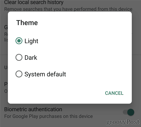 Google Play Store Dark Theme gelap terang
