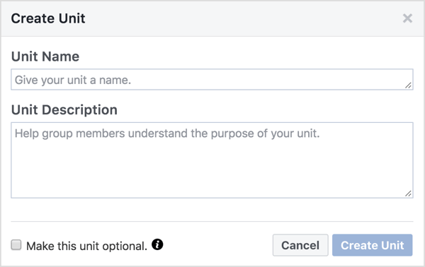 Beri nama dan deskripsi unit grup Facebook. 