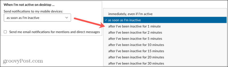 Notification Idle Timing di Slack Desktop