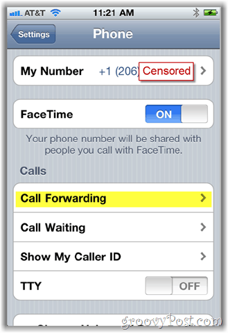 tangkapan layar opsi penerusan panggilan iphone