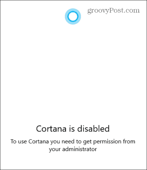 Cortana Dinonaktifkan