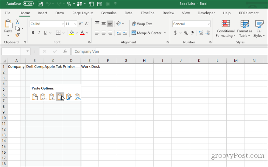 menempel menggunakan transpose di excel