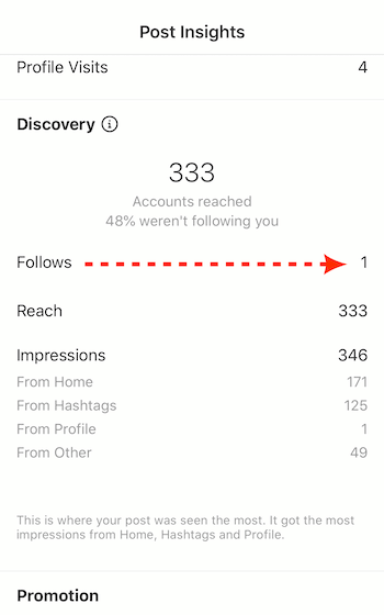 total mengikuti dalam Post Insights untuk posting bisnis Instagram