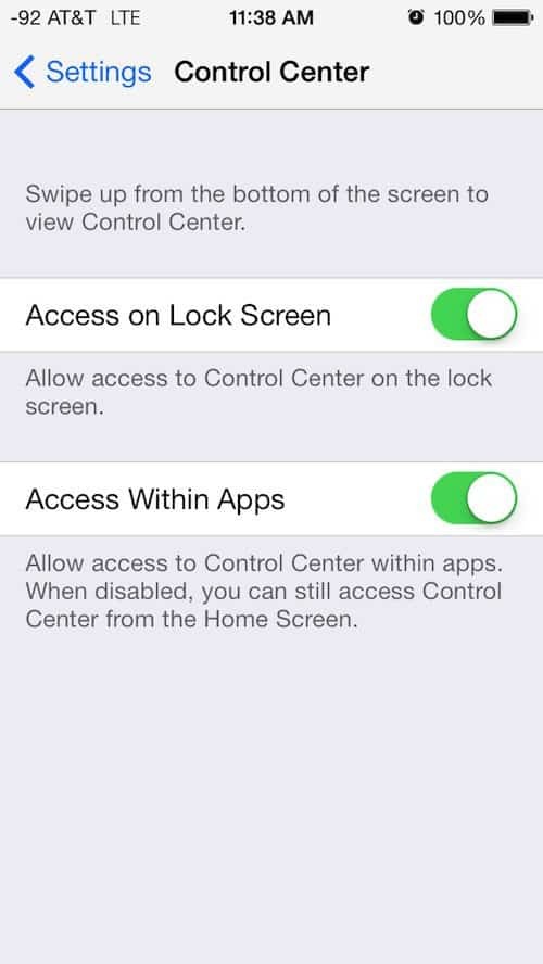 Cara Menonaktifkan Pusat Kontrol iOS 7 Saat Menggunakan Aplikasi