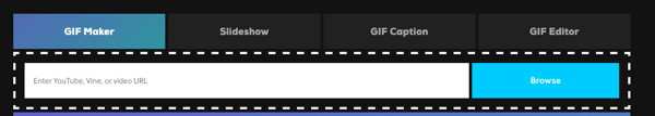 Untuk membuat GIF di Giphy, pilih GIF Maker atau Slideshow.