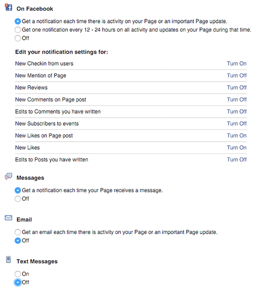 pengaturan notifikasi halaman facebook di desktop