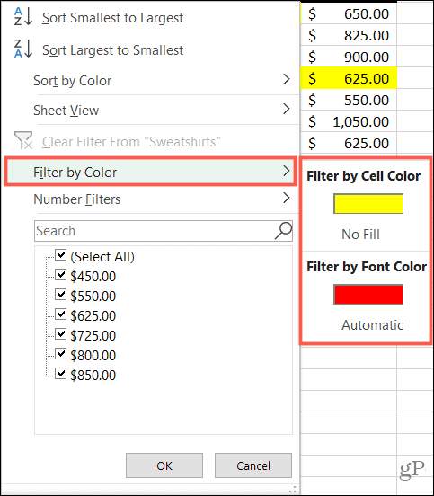 Filter berdasarkan Warna di Excel