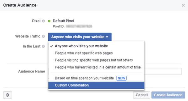 Buat audiens kustom Facebook untuk menargetkan iklan ke pengguna seluler yang telah mengunjungi situs Anda.