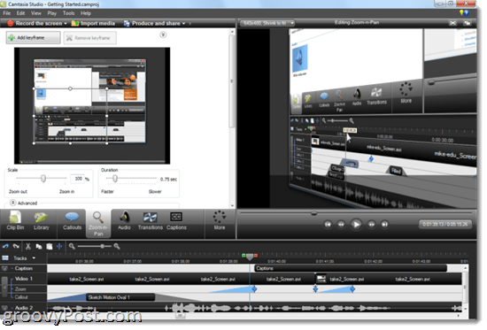 Camtasia 7.1 Ulasan: Perbesar dan geser