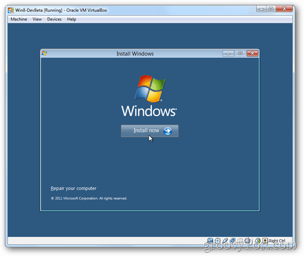 VirtualBox Windows 8 instal sekarang