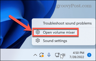 mixer volume terbuka jendela