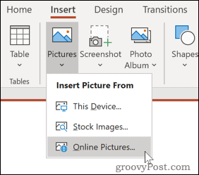 Menyisipkan gambar dari sumber online di PowerPoint