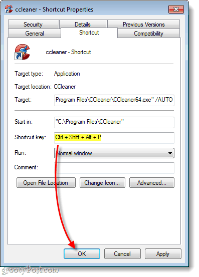 CCleaner Shortcut Key