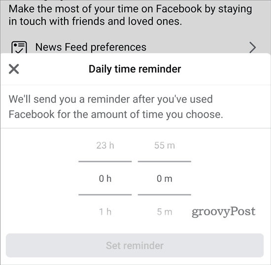 Waktu Anda di Facebook mengatur pengingat