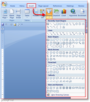 Word 2007 Masukkan Bentuk