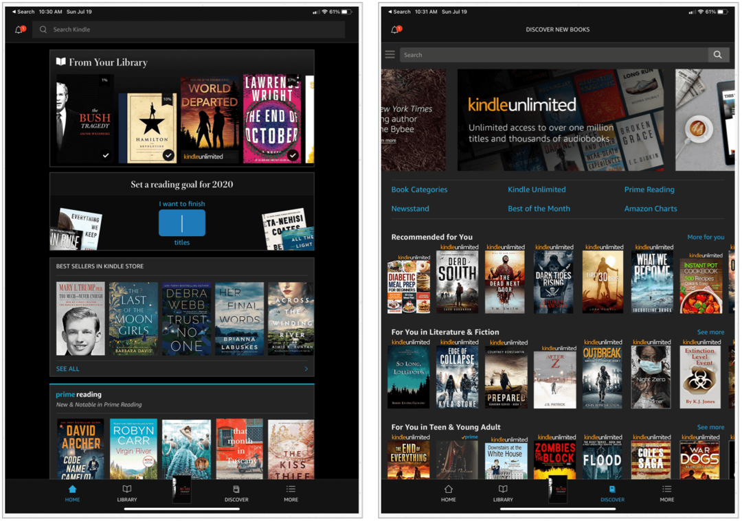 Amazon Kindle di iPad