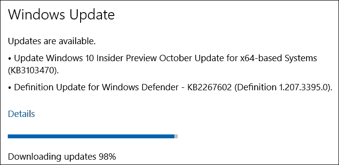 Pembaruan Oktober (KB3103470) untuk Windows 10 Insider Preview