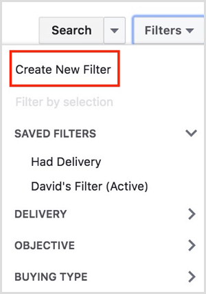 pengelola iklan facebook buat filter baru