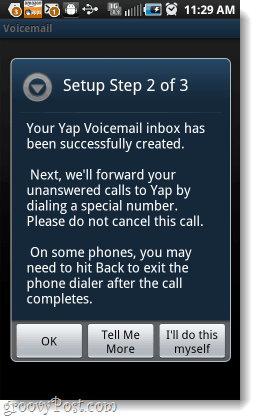 Setup Yap Voicemail langkah 2