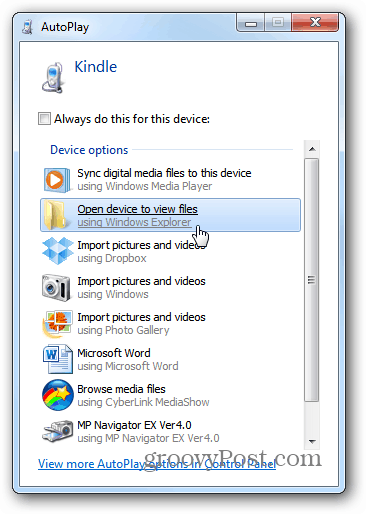 Buka Perangkat untuk Melihat File AutoPlay