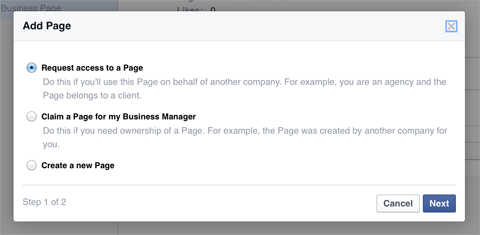 menambahkan halaman facebook ke manajer bisnis