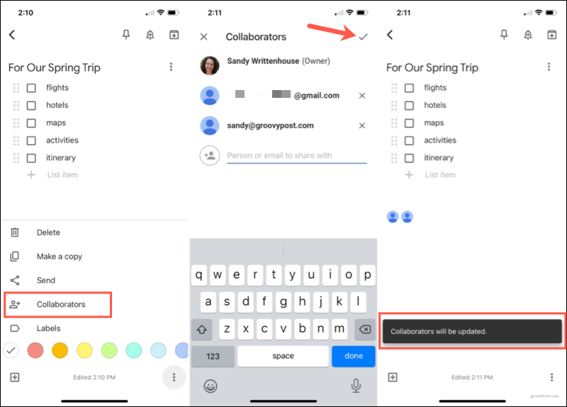 Tambahkan Kolaborator untuk Berbagi Catatan di Google Keep Mobile