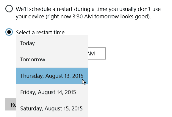 Jadwalkan Restart hari Windows 10