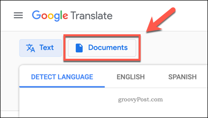 Tombol Google Translate Documents