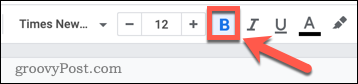 Memilih font tebal di Google Documents