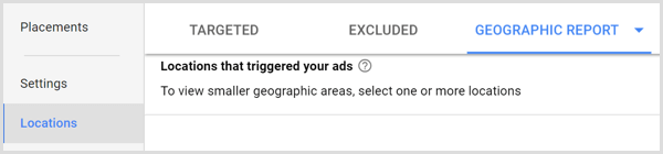 Tab laporan geografis Google Adwords