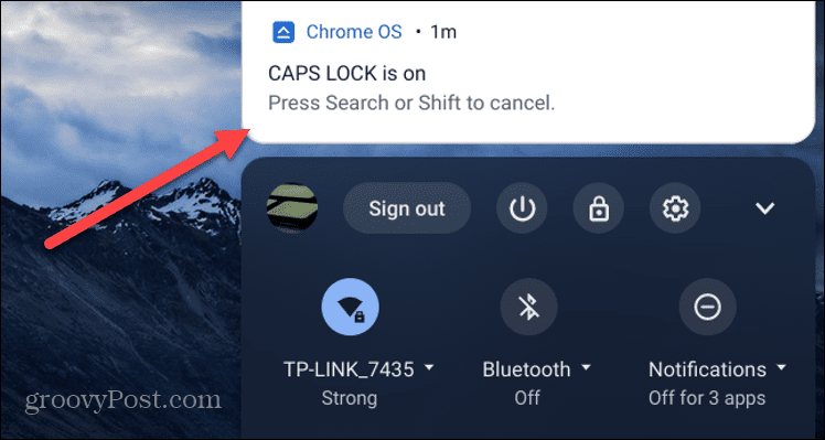 Caps Lock mengaktifkan Chromebook