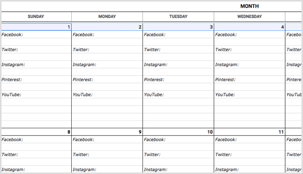 template kalender media sosial