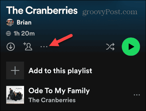 tombol tiga titik Spotify playlist